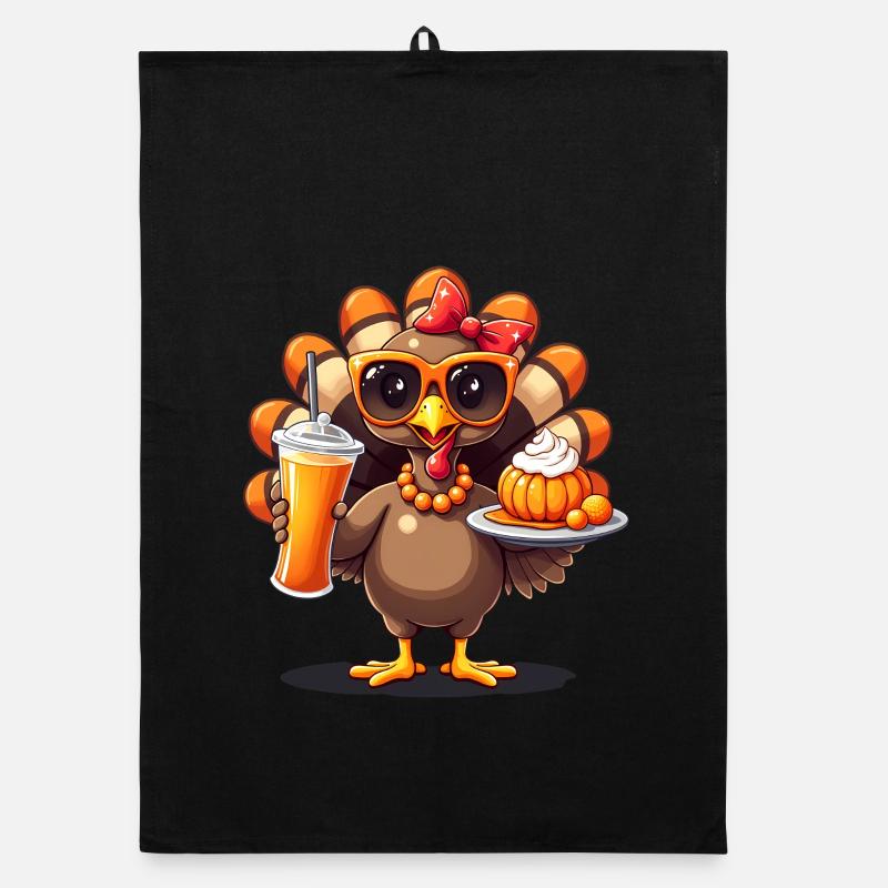 Dinde de Thanksgiving avec lunettes de soleil Torchon bio
