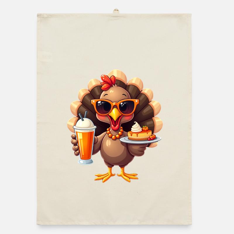 Dinde de Thanksgiving avec lunettes de soleil Torchon bio