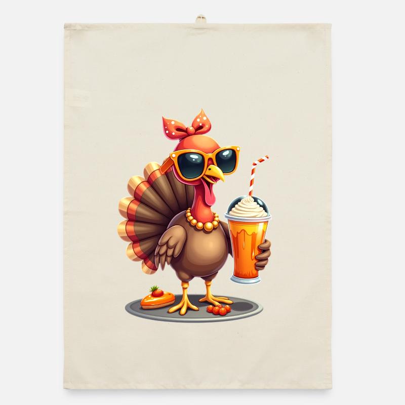 Dinde de Thanksgiving avec lunettes de soleil Torchon bio