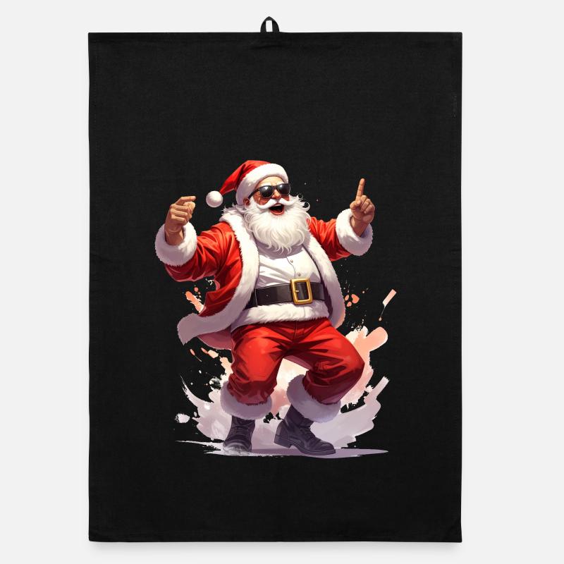 Santa Claus dancing to rock music Organic dish towel
