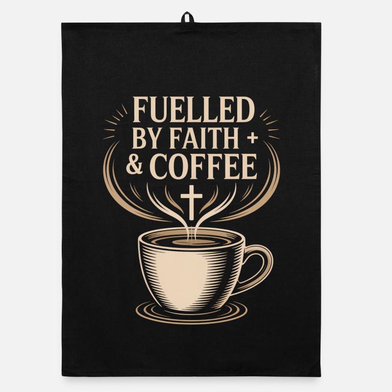 Alimenté par la foi et le café Glaube Kaffee Kreuz Torchon bio