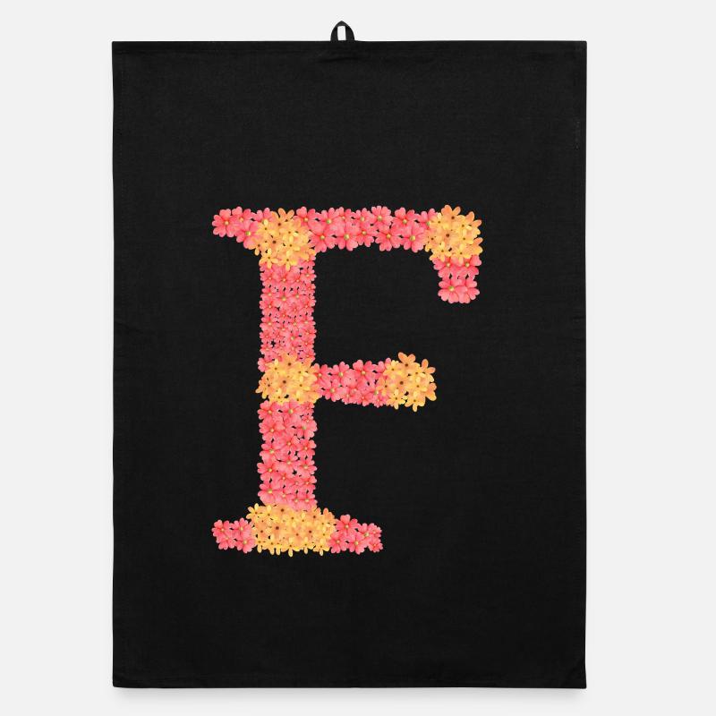 Dein Initial "F" mit Blüten  Organic Geschirrtuch