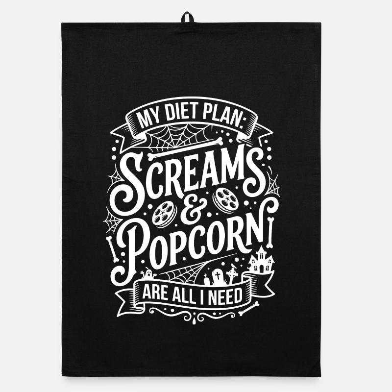 Cris & Popcorn Halloween Design Torchon bio
