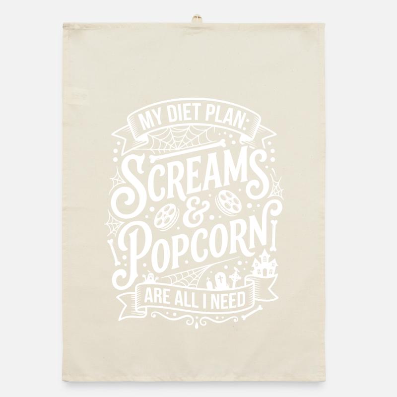 Cris & Popcorn Halloween Design Torchon bio