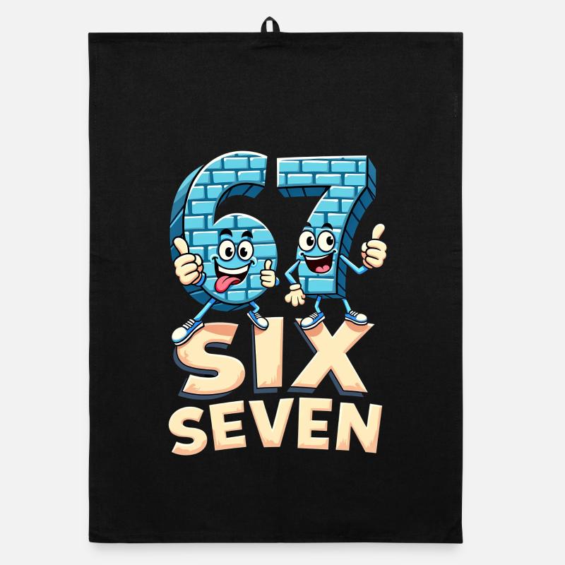 US Flag 67 Memes Six Seven - Organic Geschirrtuch - Schwarz