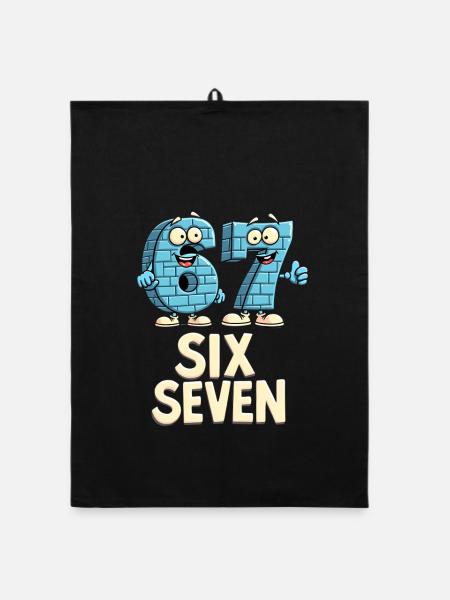 US Flag 67 Memes Six Seven - Organic Geschirrtuch - Schwarz - Vorne