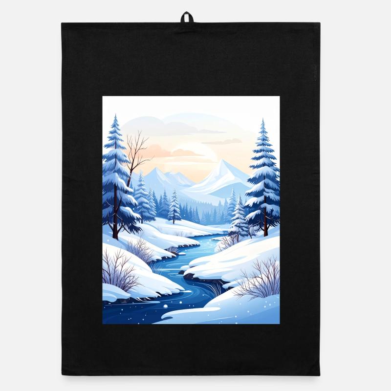 Snow-covered winter landscape Organic dish towel