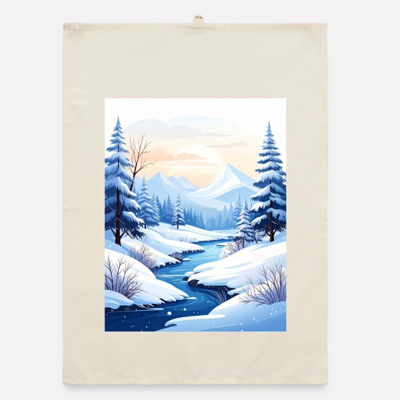Snow-covered winter landscape Organic dish towel