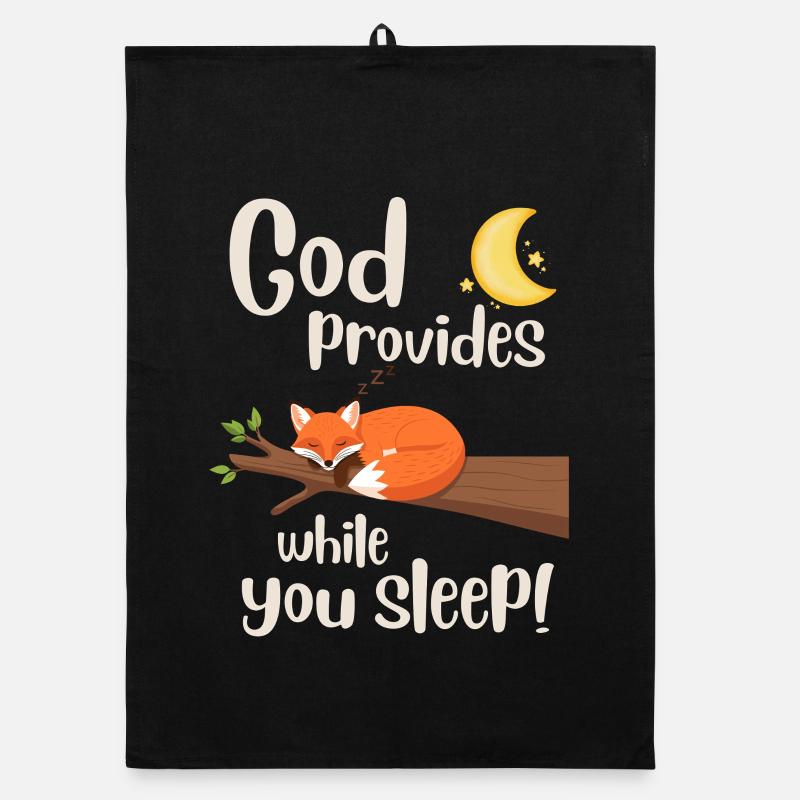 Jesus - Fox - God cares when you sleep - Faith Organic dish towel