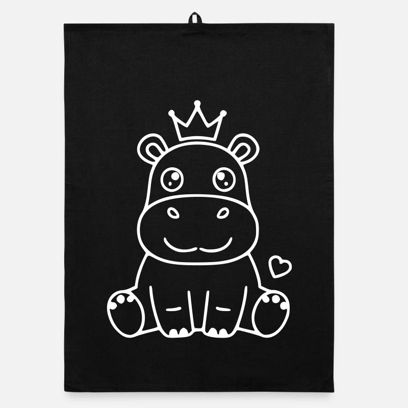 Nilpferd mit Krone Prinz Prinzessin Organic Geschirrtuch
