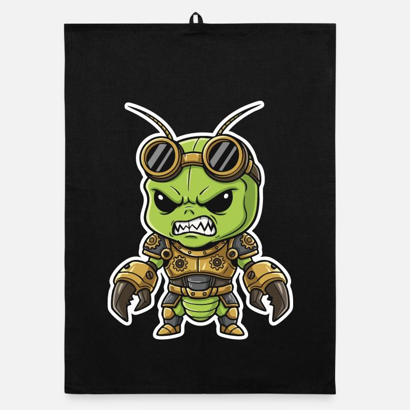 Alien Steampunk Krieger Rüstungsmessing Organic Geschirrtuch