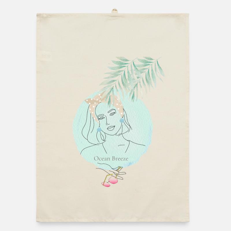 Ocean Breeze Beach Design, elegant Coastal Line Organic dish towel
