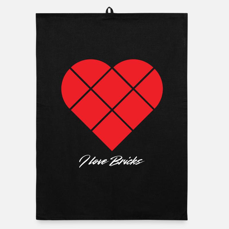 Clamping Blocks Heart: I Love Bricks Organic dish towel