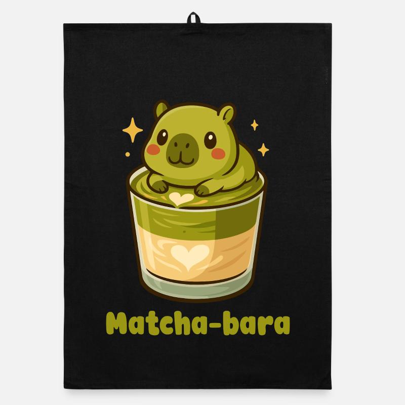 Matcha-bara Capybara Matcha Tee Kawaii Cute Green Organic dish towel