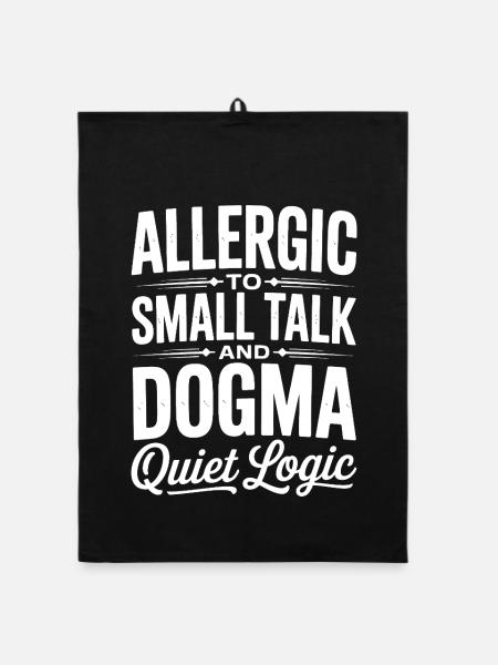 Allergic to Small Talk Dogma - Organic dish towel - black - Front