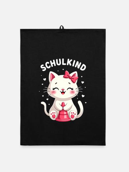 Schulkind 2026 Einschulung 2026 Schulanfang - Organic Geschirrtuch - Schwarz - Vorne