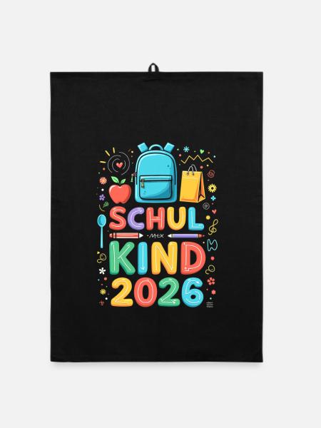 School Child 2026 School Enrollment 2026 Back to School - Organic dish towel - black - Front