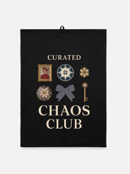 Curated Chaos Club Motifs - Organic Geschirrtuch - Schwarz - Vorne