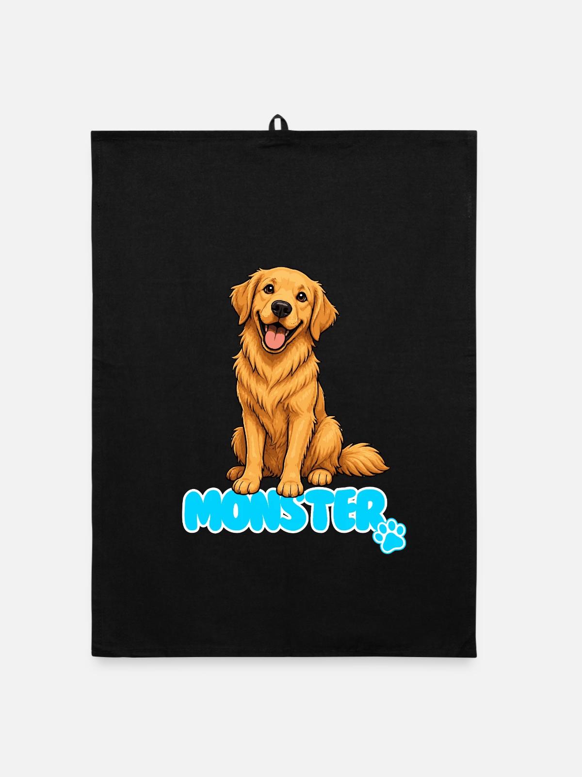 Golden Retriever - Organic Geschirrtuch - Schwarz - Vorne