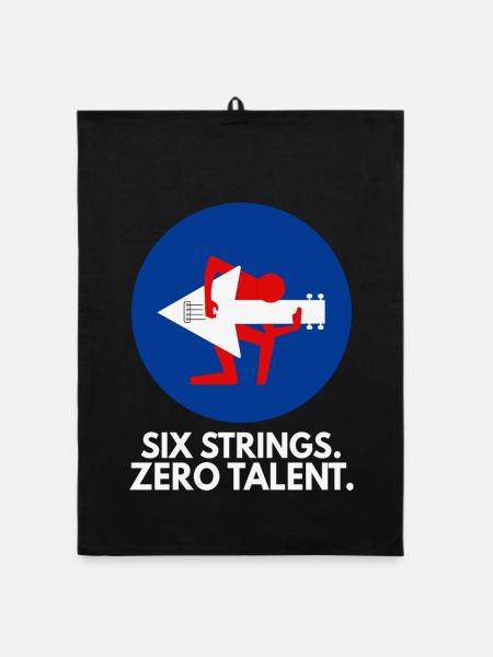 Six Strings Zero Talent - Organic Geschirrtuch - Schwarz - Vorne