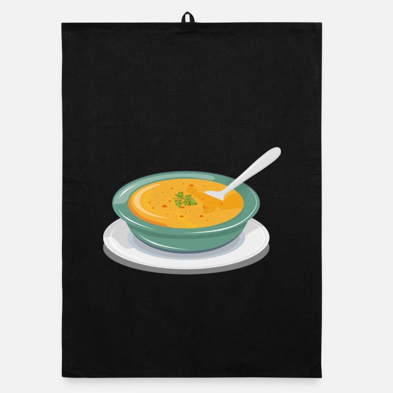 Gemüsesuppe in einem Teller mit einem Löffel Organic Geschirrtuch