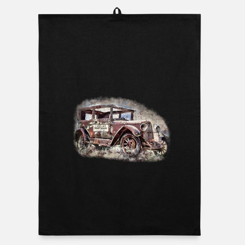 Nostalgic Old American Dream Car Organic dish towel