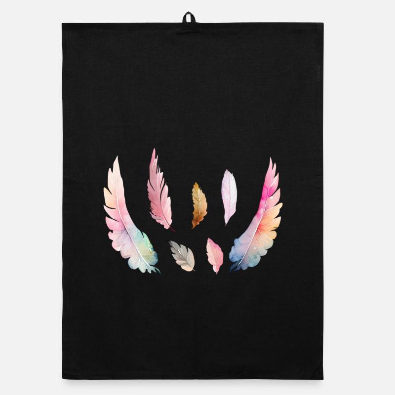 Coloured watercolour plumage Organic dish towel