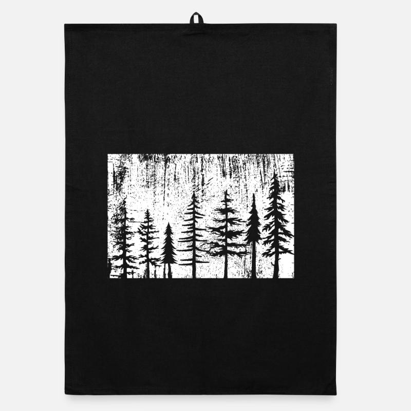 Monochrome Forest Silhouette Organic dish towel