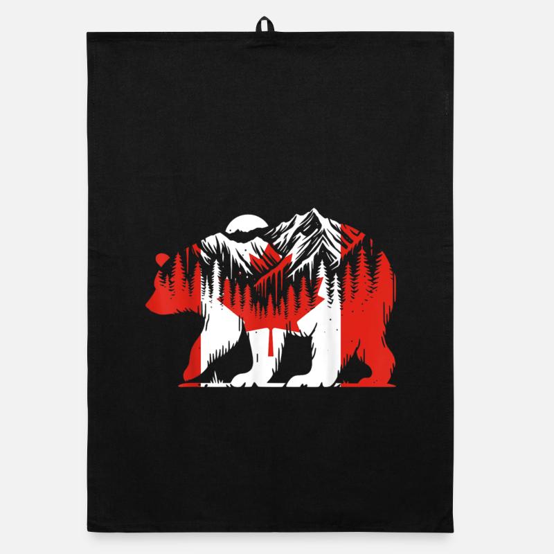 Ours polaire Drapeau canadien Feuille d’érable Fête du Canada Torchon bio