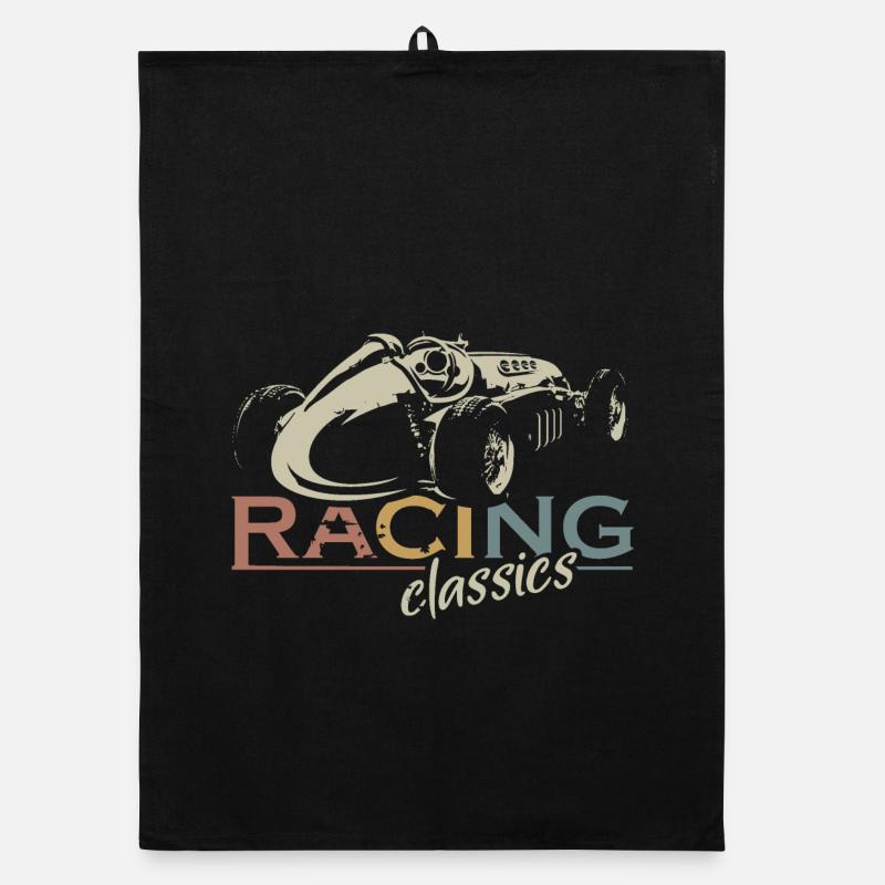 retro racing oldtimer Formula Symbol Logo Team Organic Geschirrtuch