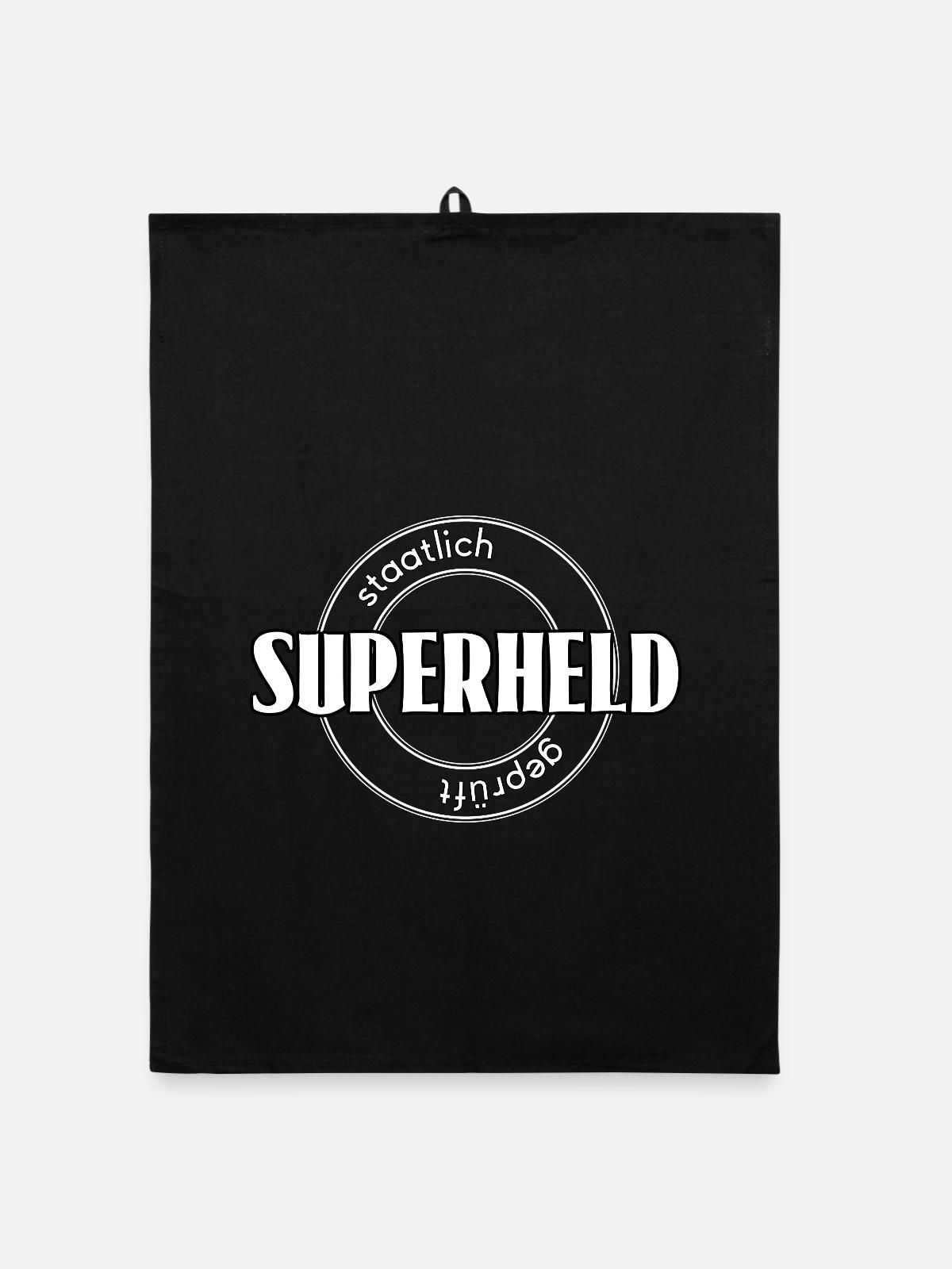 Superheld - Organic Geschirrtuch - Schwarz - Vorne