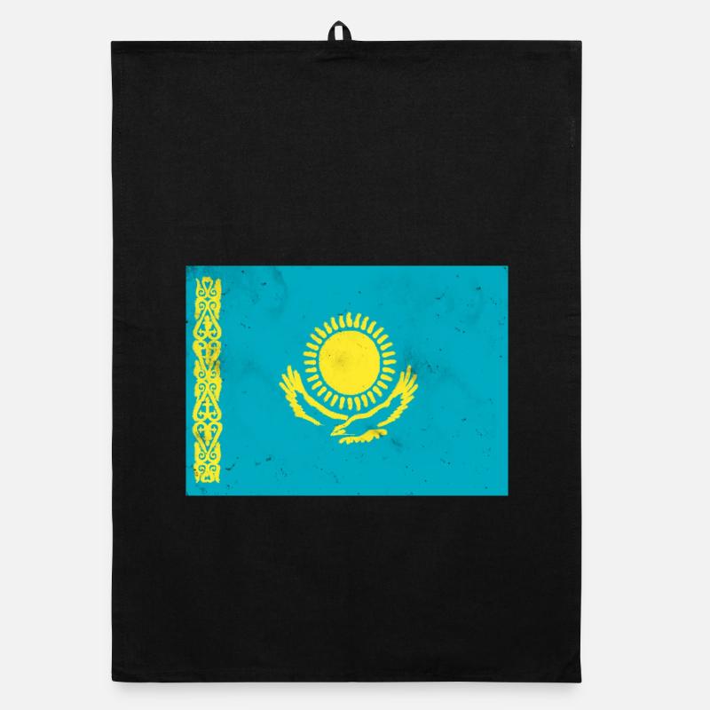 Flagge von Kasachstan - Organic Geschirrtuch - Schwarz