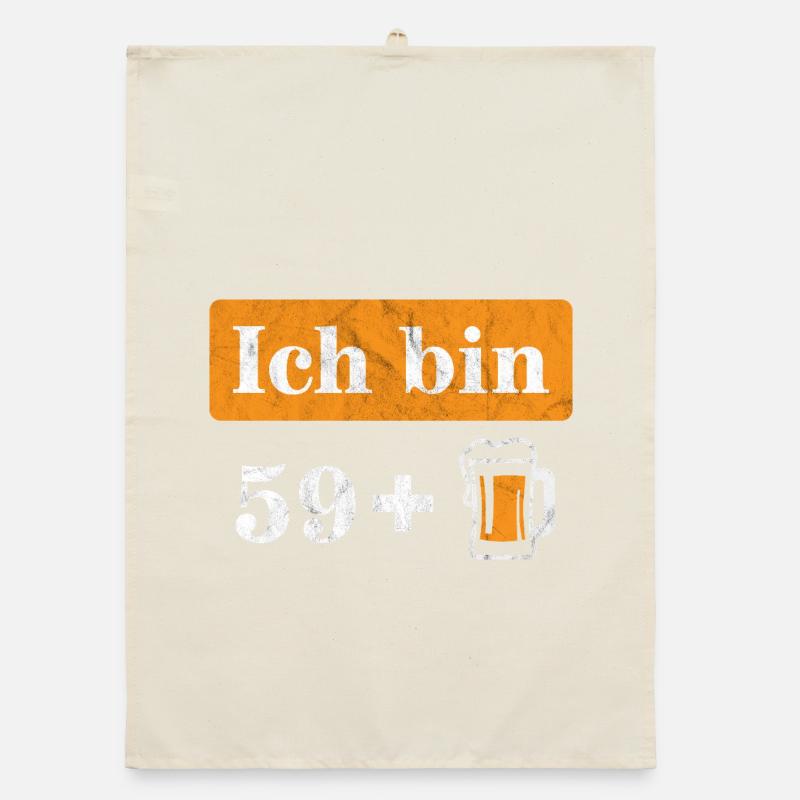 Ich bin 59 plus Bier 60. Geburtstag Organic Geschirrtuch