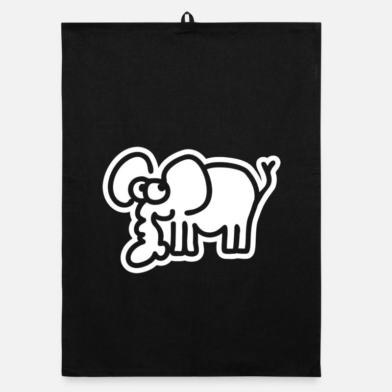 Petit éléphant - Motif d’animal de bande dessinée safari mignon Torchon bio
