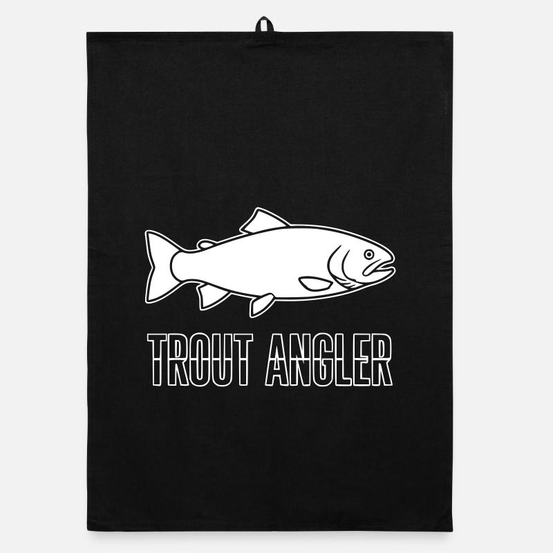 Pêcheur à truites, pêche à la truite, slogan Logo Torchon bio