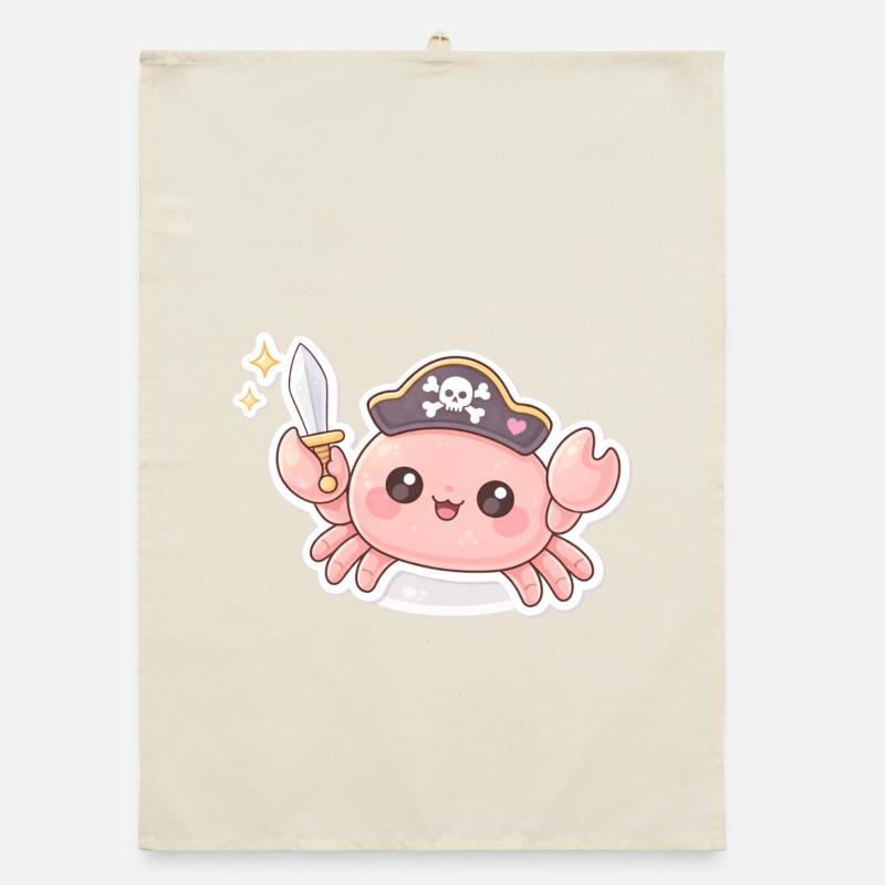 Crabe pirate avec épée Torchon bio