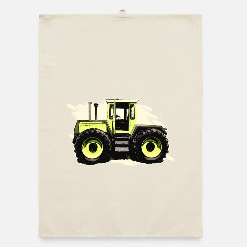 Tracteur vert dans le style comic Torchon bio
