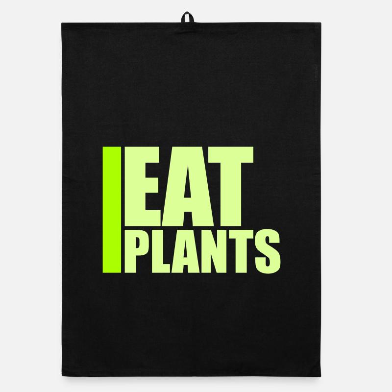 Eat Plants Funny Vegan Vegetarian Statement Logo Organic dish towel
