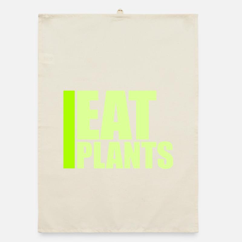 Eat Plants Lustig Vegan Vegetarisch Statement Logo Organic Geschirrtuch