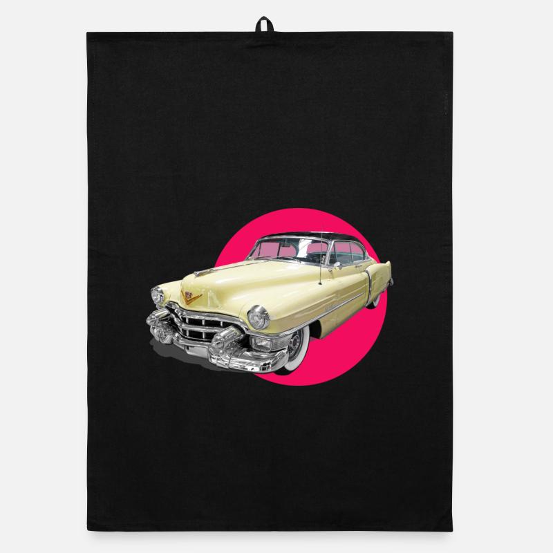 youngtimer auto liebe cadi chevy retro car oldtime Organic Geschirrtuch