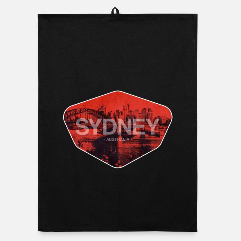 Sydney Retro Skyline Imprimé Torchon bio
