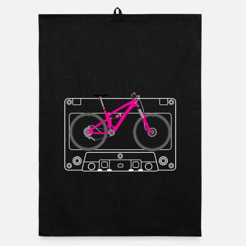 Silhouette VTT rose sur bande rétro Torchon bio