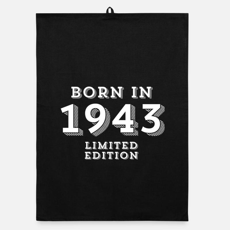 81 ans, année de naissance, date de naissance - Torchon bio - noir