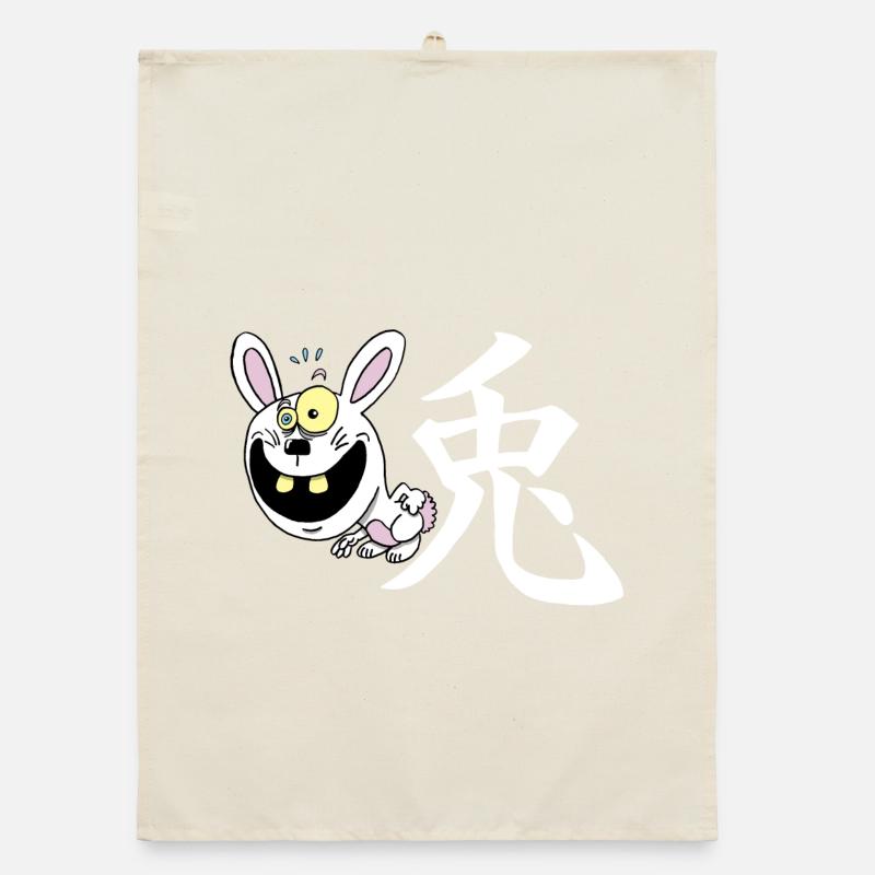 Crazy Rabbit Manga Organic Geschirrtuch