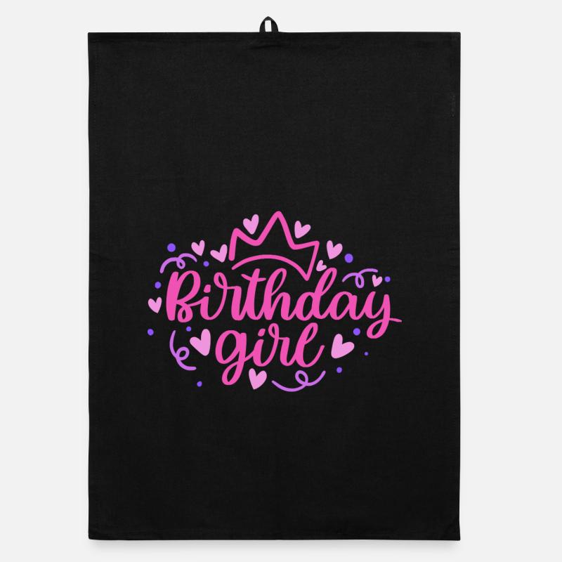 Birthday Girlie mit Krone Herzchen Konfetti Organic Geschirrtuch