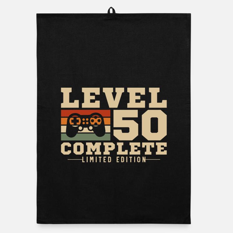 50th Birthday Level 50 Complete 50 Years Gift Organic dish towel