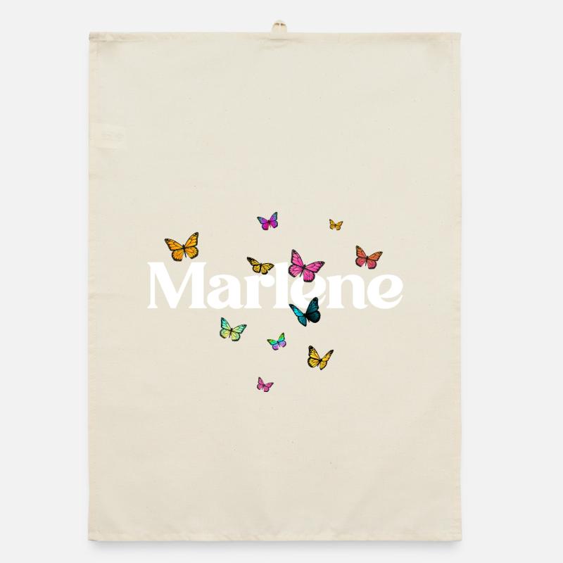 Schöner Mädchenname mit Schmetterlingen MARLENE Organic Geschirrtuch