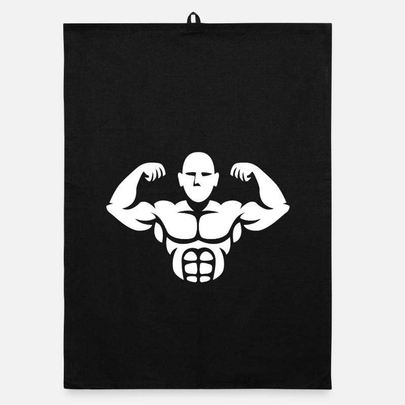 Bodybuilder Silhouette – Muscle Power Design Torchon bio