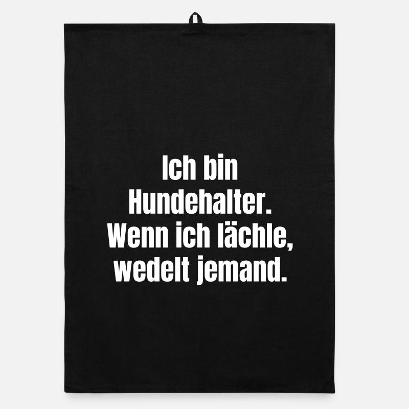 Hundehalter Lächelt Schwanzwedelt - Organic Geschirrtuch - Schwarz