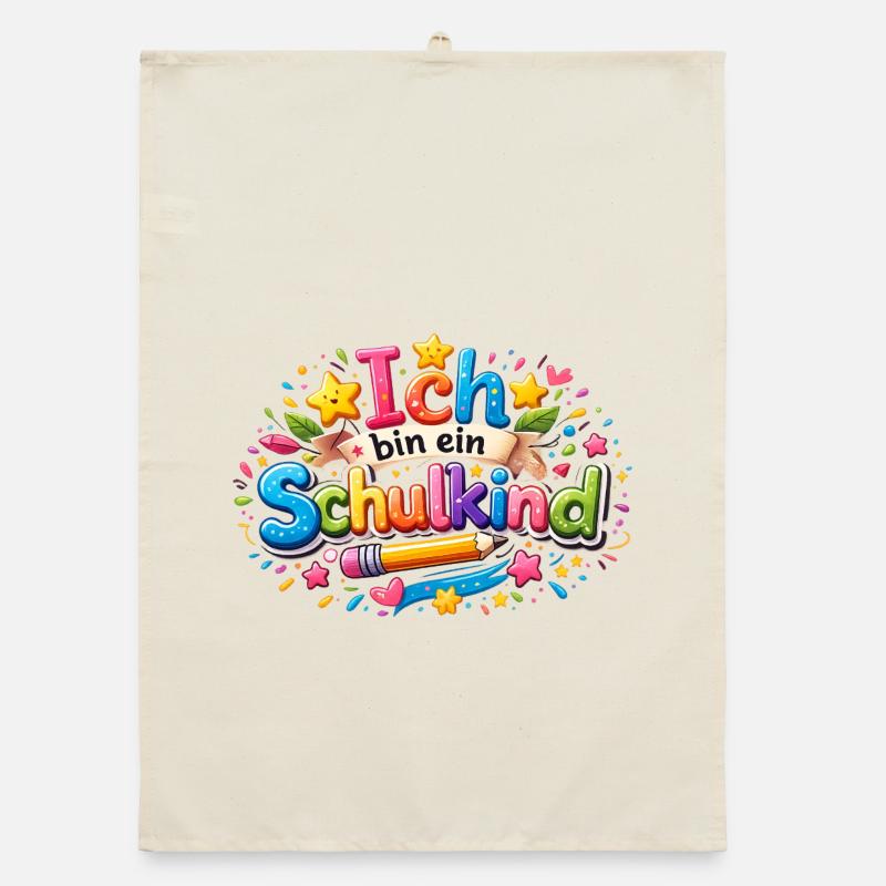 Ich bin ein Schulkind Einschulung Geschenk Organic Geschirrtuch